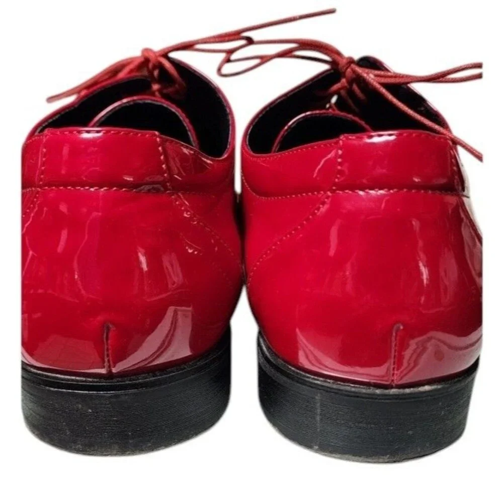 Stacy Adams Gala Cap Toe Oxfords Red Patent Leather Size 15 Tuxedo Shoe